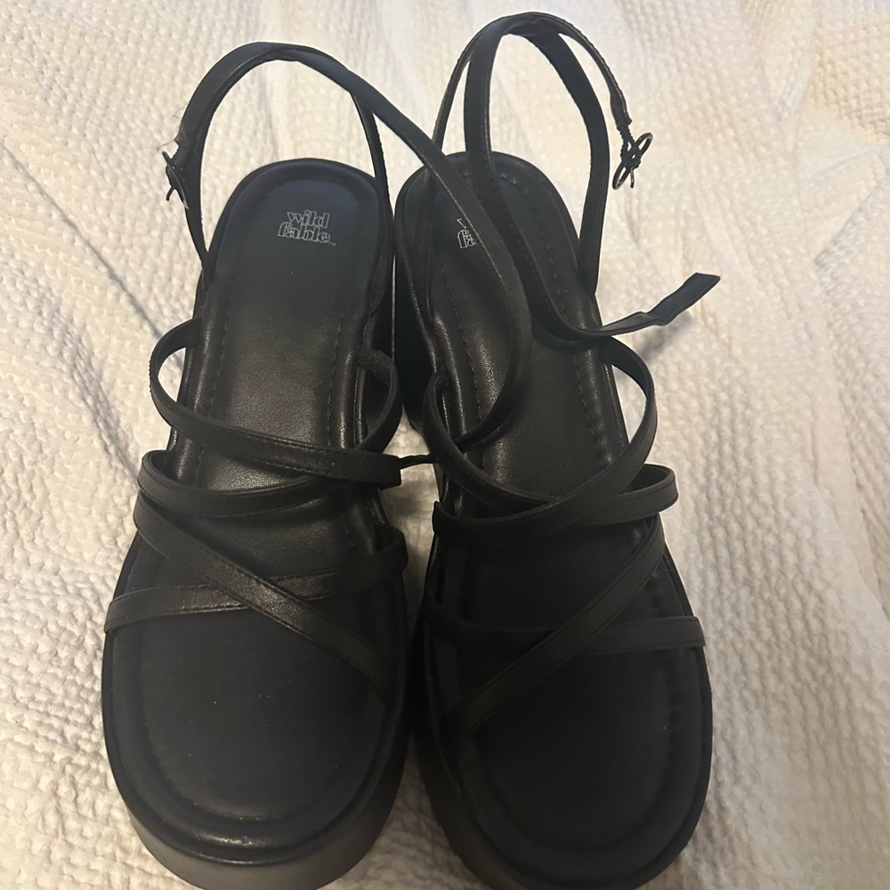 Black high heel sandals